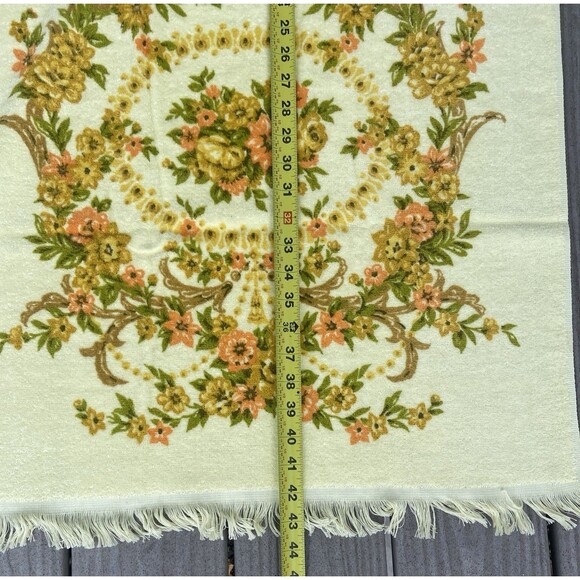 Vintage Tastemaker 100% Cotton Floral Fringe Bath Towels Set Yellow (2) Cottage - Picture 13 of 16